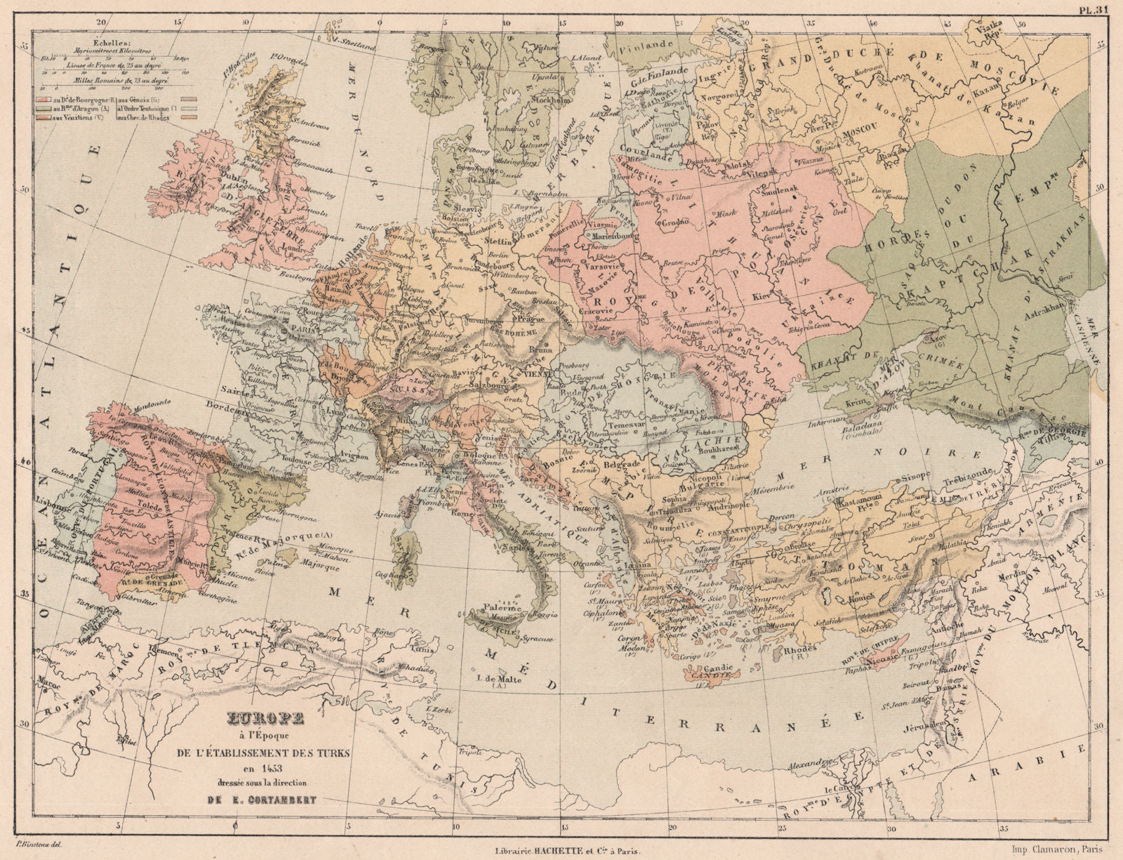 1453 EUROPE upon establishment of the Ottoman Empire.Emirate of Grenada 1880 map